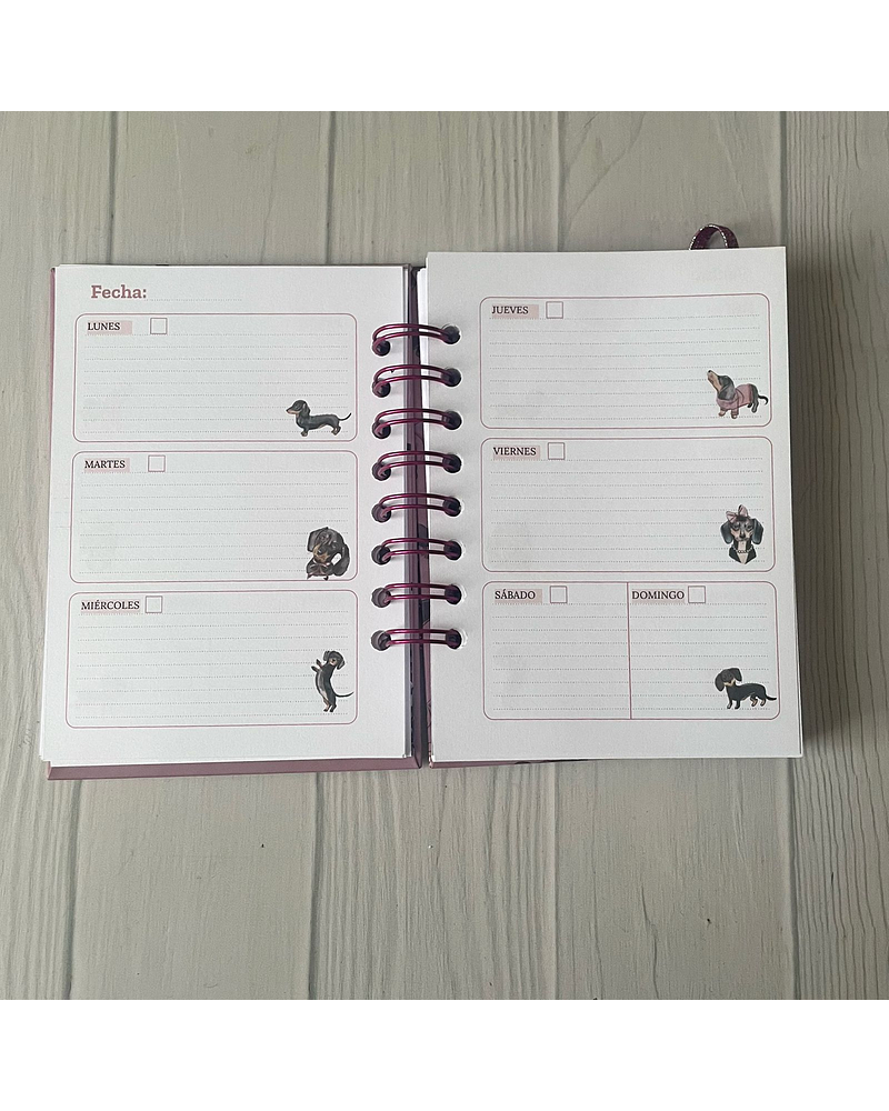 Mini Planner a6 perritos salchicha elegantes