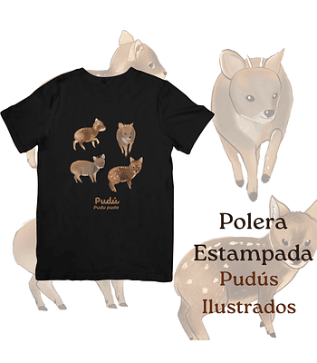 Polera de algodón Estampada Pudús - negro