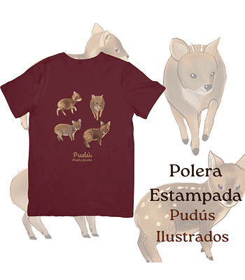 Polera de algodón Estampada Pudús - burdeo