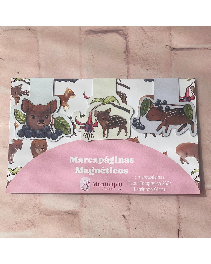 Marcapáginas Magnéticos Pudú diseño Chilco y Maqui | Papelería Ilustrada Chilena