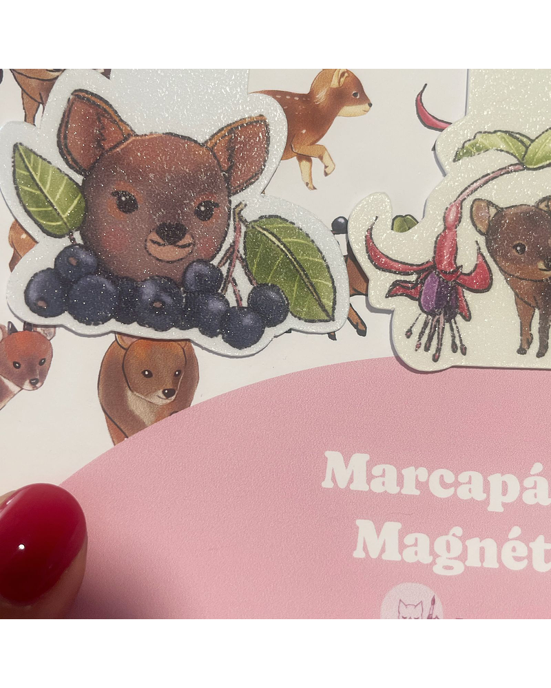 Marcapáginas Magnéticos Pudú diseño Chilco y Maqui | Papelería Ilustrada Chilena