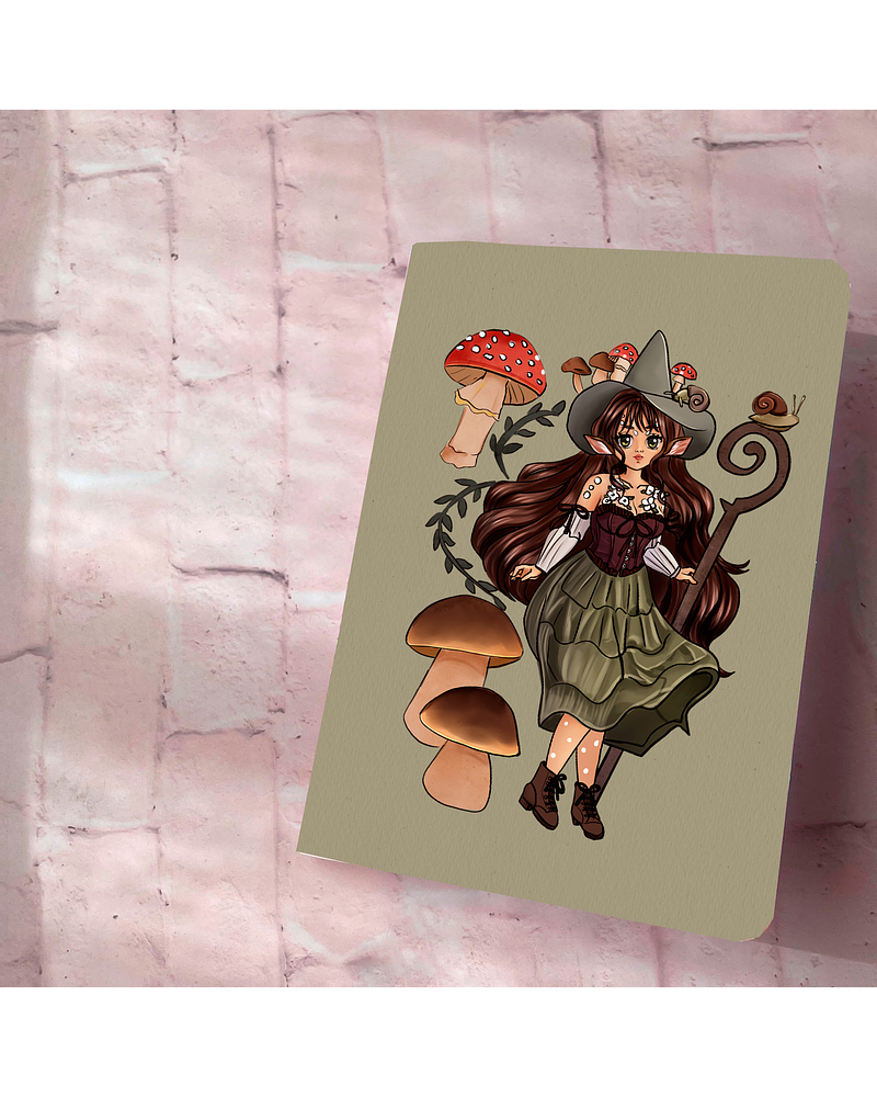 Libreta a5 Tapa blanda Brujita Fungi