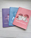 Pack de 3 Libreta a5 Tapa blanda Hongo Fungi gatitos