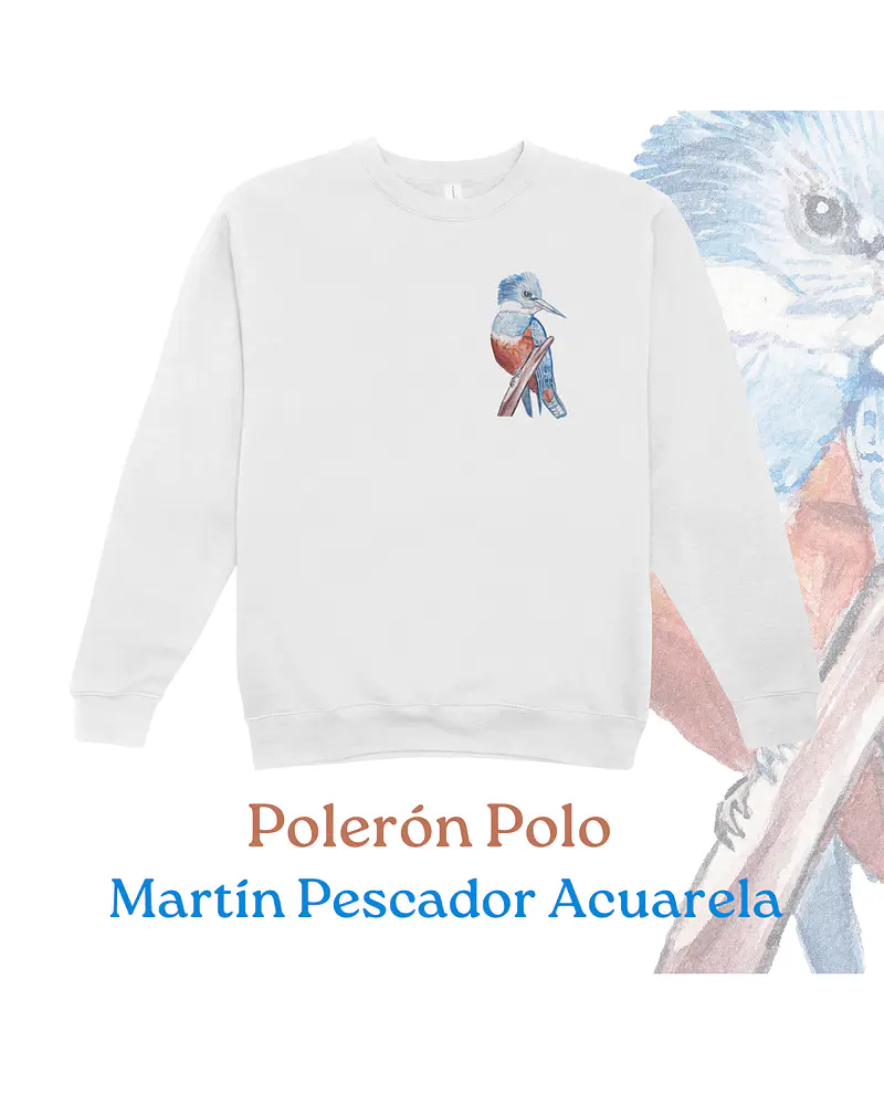 Polerón Polo Estampado Martín Pescador Acuarela