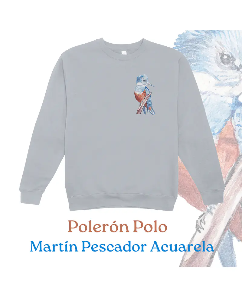 Polerón Polo Estampado Martín Pescador Acuarela