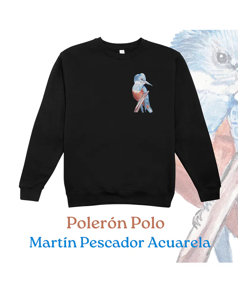 Polerón Polo Estampado Martín Pescador Acuarela