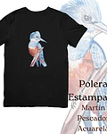 Polera de algodón Estampada Martín Pescador Acuarela 