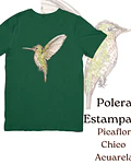 Polera de algodón Estampada Picaflor chico Acuarela 
