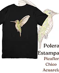 Polera de algodón Estampada Picaflor chico Acuarela 