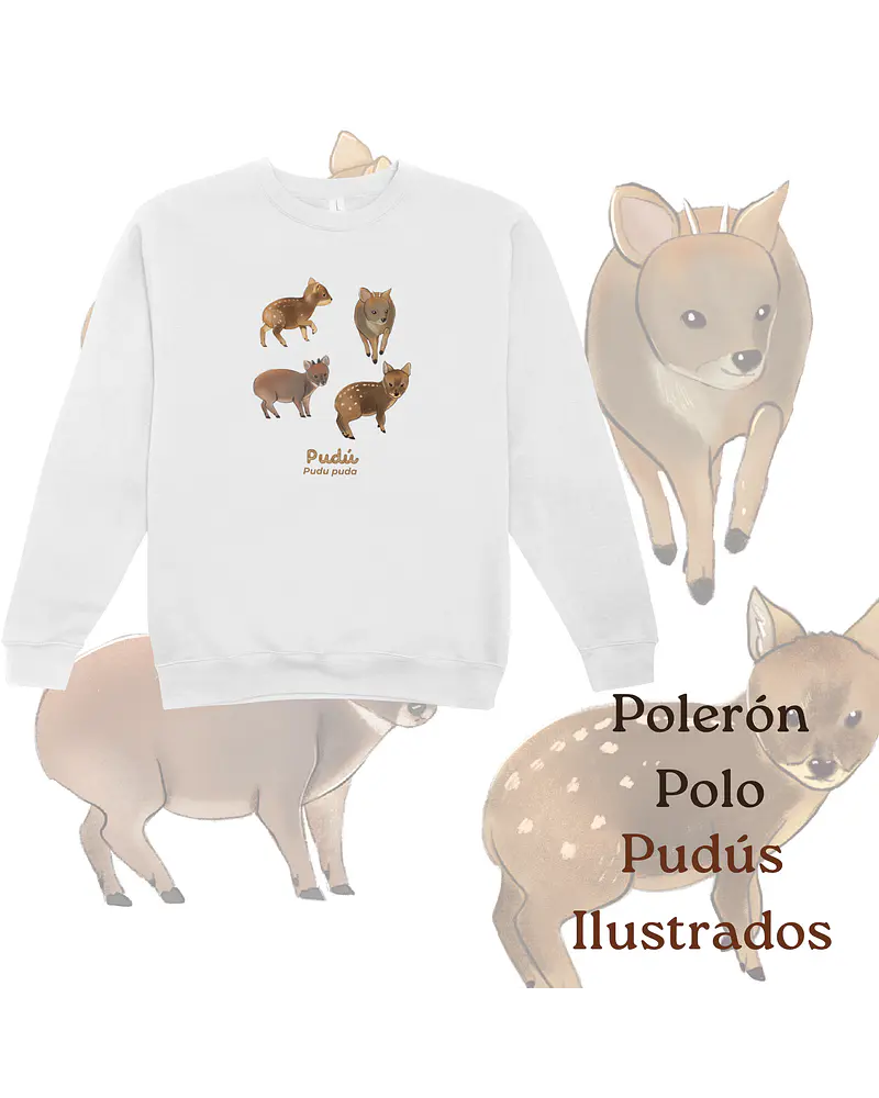 Poleron Polo estampado pudus ilustrados