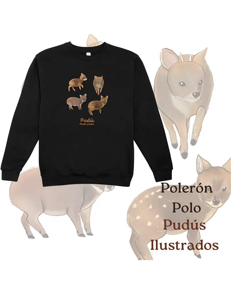 Poleron Polo estampado pudus ilustrados