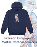 Polerón Canguro Estampado Martín Pescador Acuarela
