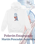 Polerón Canguro Estampado Martín Pescador Acuarela