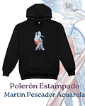 Polerón Canguro Estampado Martín Pescador Acuarela