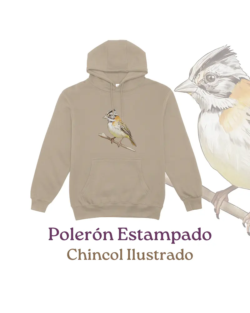 Poleron Canguro estampado Chincol Ilustrado