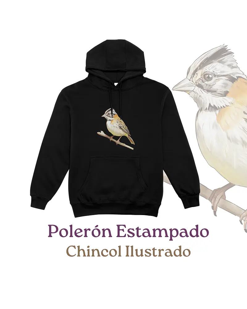 Poleron Canguro estampado Chincol Ilustrado