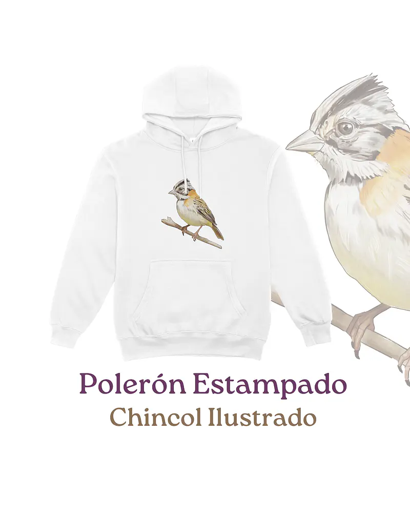 Poleron Canguro estampado Chincol Ilustrado