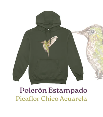 Poleron Canguro estampado Picaflor Chico Acuarela