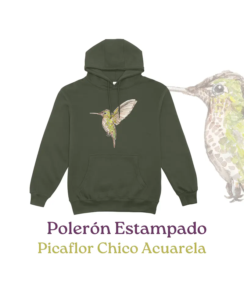 Poleron Canguro estampado Picaflor Chico Acuarela