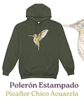 Poleron Canguro estampado Picaflor Chico Acuarela