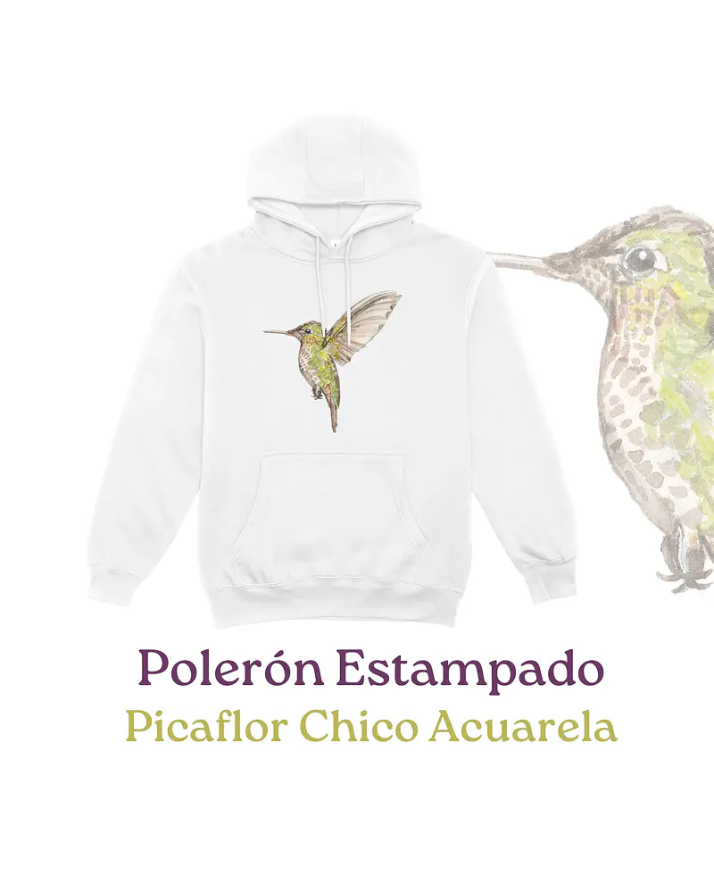 Poleron Canguro estampado Picaflor Chico Acuarela