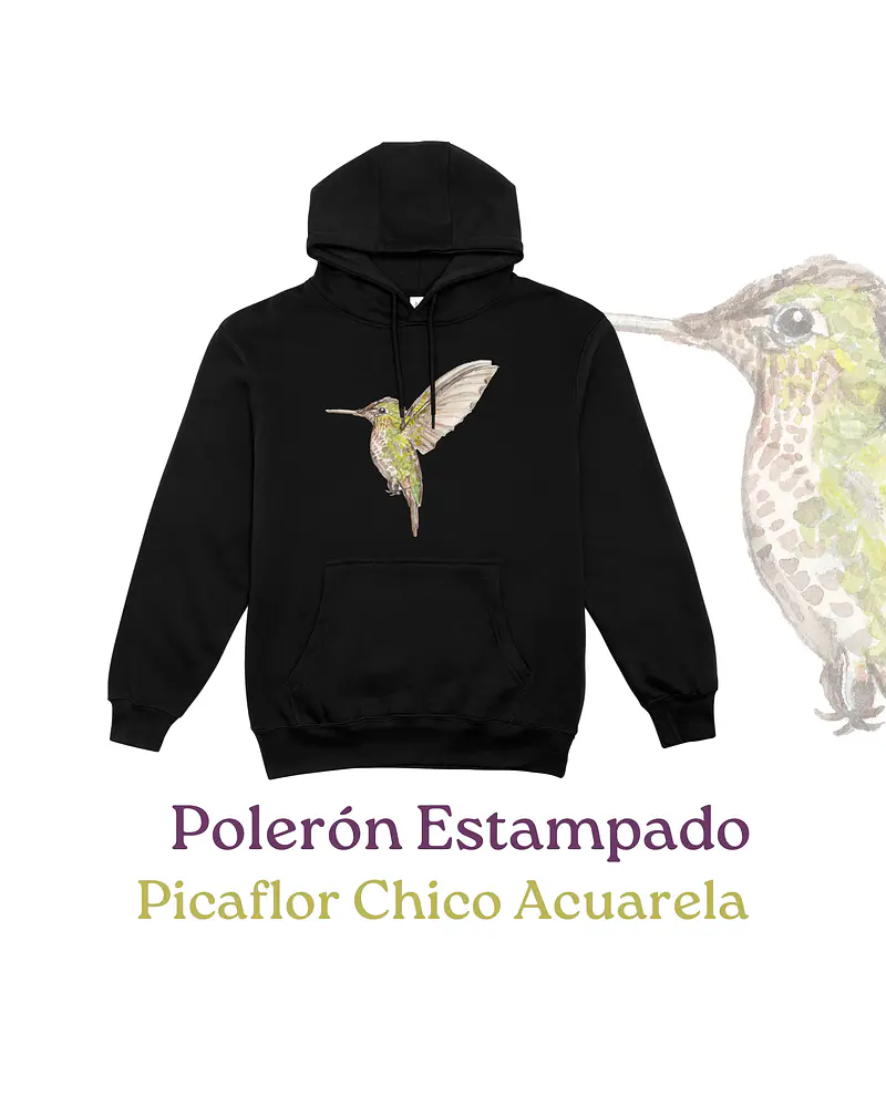 Poleron Canguro estampado Picaflor Chico Acuarela