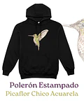 Poleron Canguro estampado Picaflor Chico Acuarela