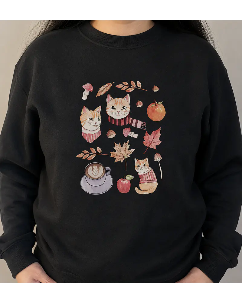 Polerón Polo Estampado Gatitos Otoñales