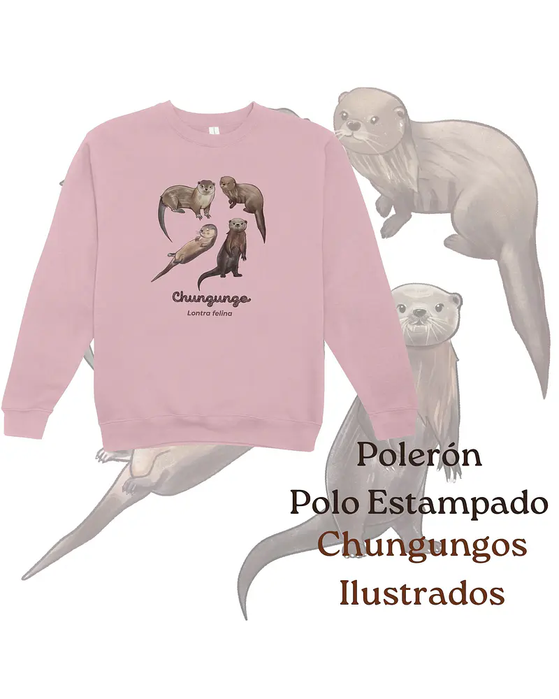 Poleron Polo estampado Chungungos Ilustrados, fauna chilena
