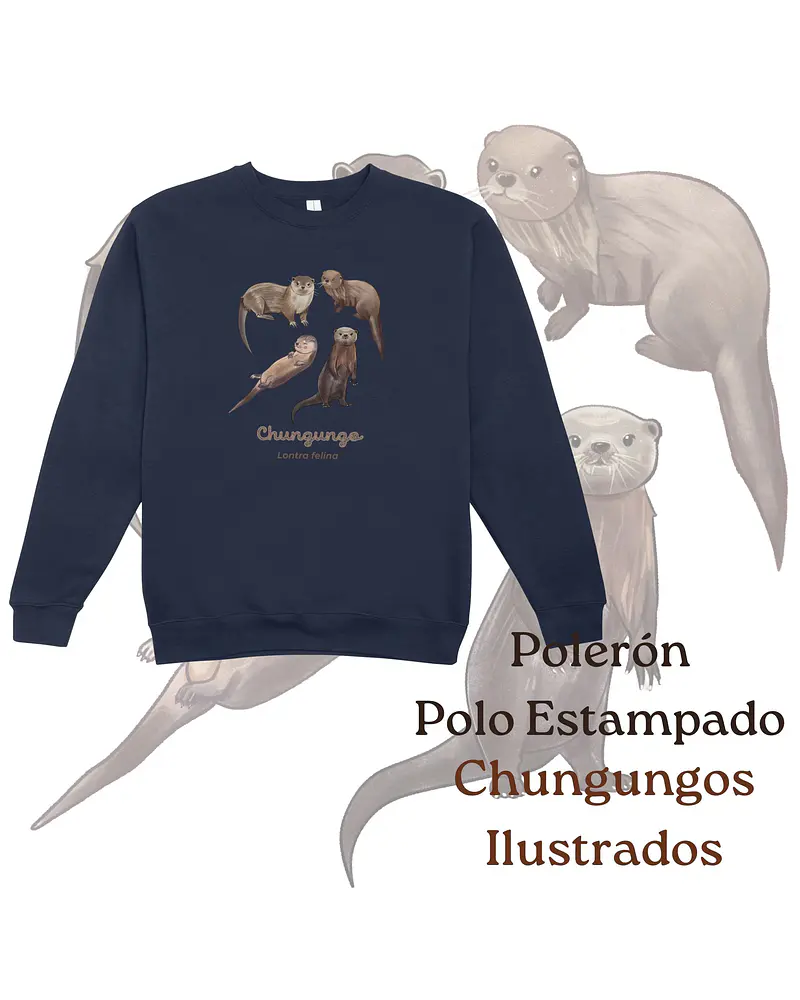 Poleron Polo estampado Chungungos Ilustrados, fauna chilena