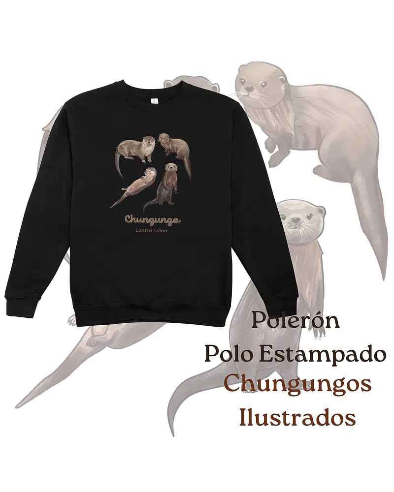 Poleron Polo estampado Chungungos Ilustrados, fauna chilena