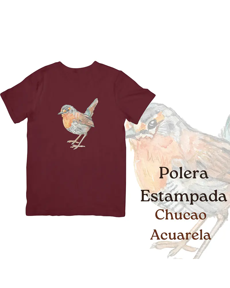 Polera de algodón Estampada Chucao Acuarela 