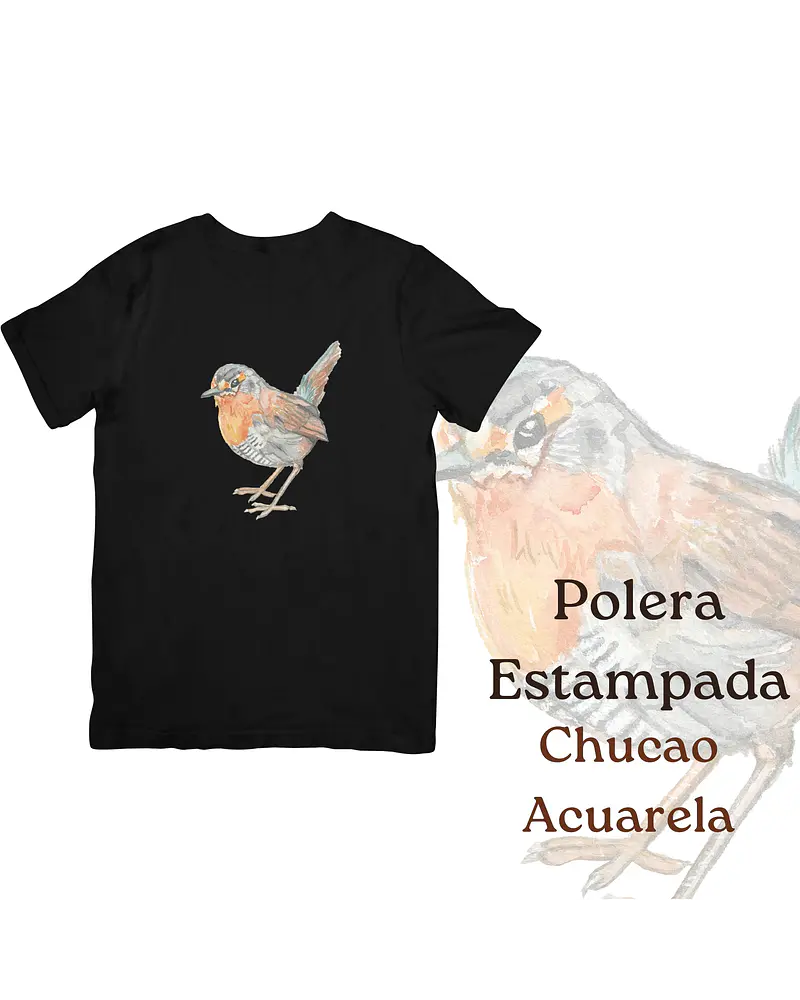 Polera de algodón Estampada Chucao Acuarela 