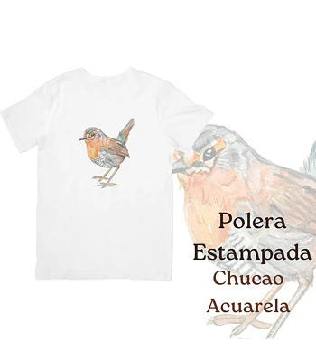 Polera de algodón Estampada Chucao Acuarela 