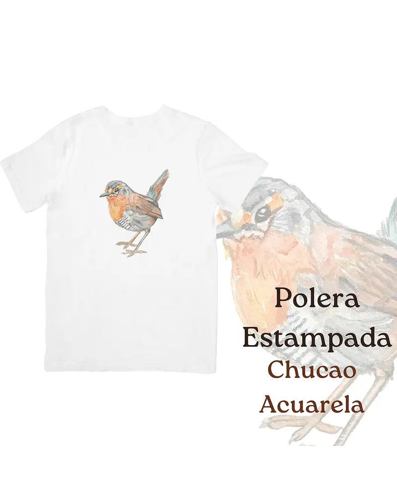 Polera de algodón Estampada Chucao Acuarela 