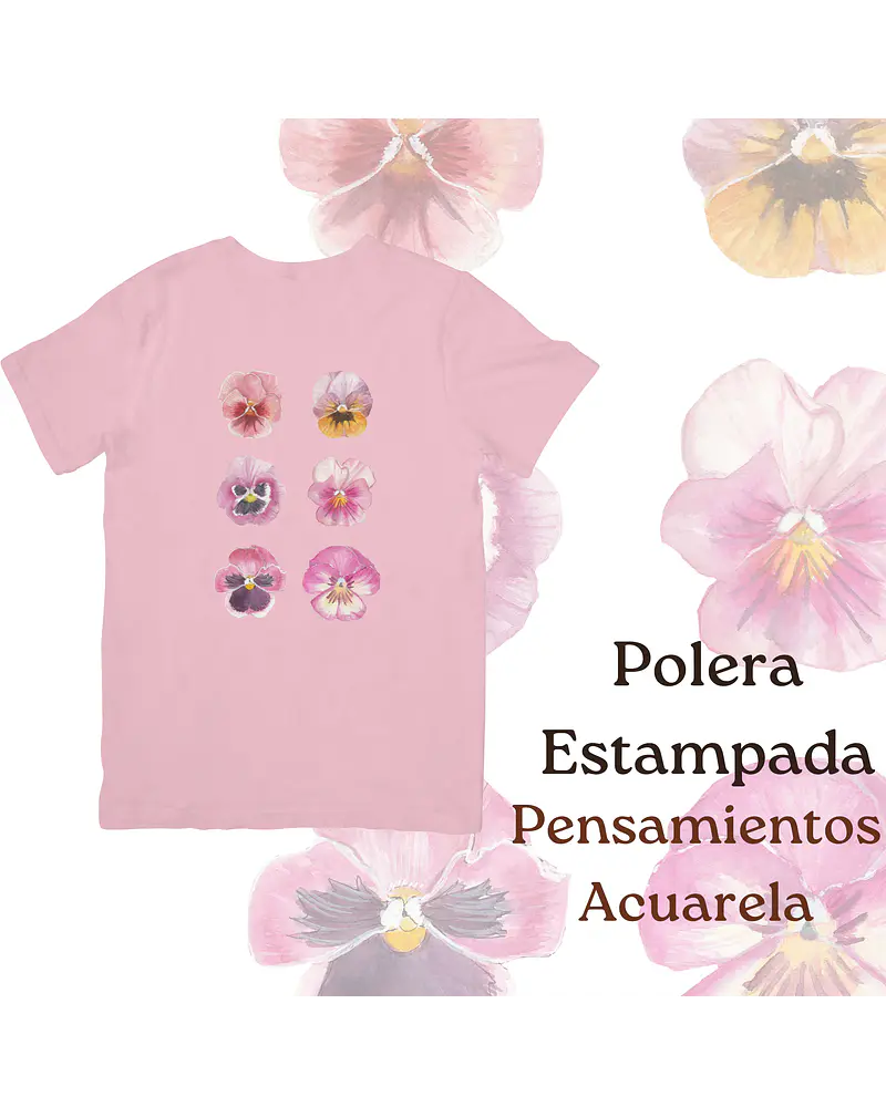 Polera de algodón Estampada Pensamientos Acuarela