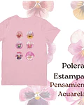 Polera de algodón Estampada Pensamientos Acuarela