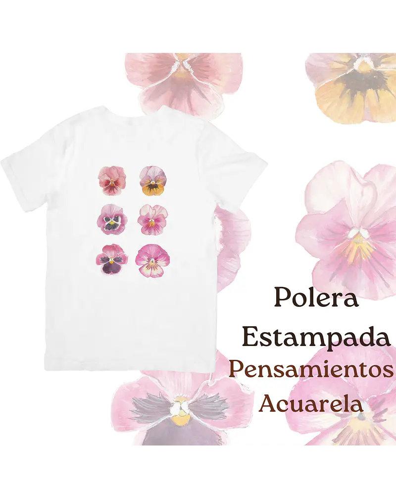 Polera de algodón Estampada Pensamientos Acuarela