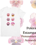 Polera de algodón Estampada Pensamientos Acuarela