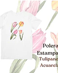 Polera de algodón Estampada Tulipanes Acuarela