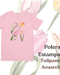 Polera de algodón Estampada Tulipanes Acuarela
