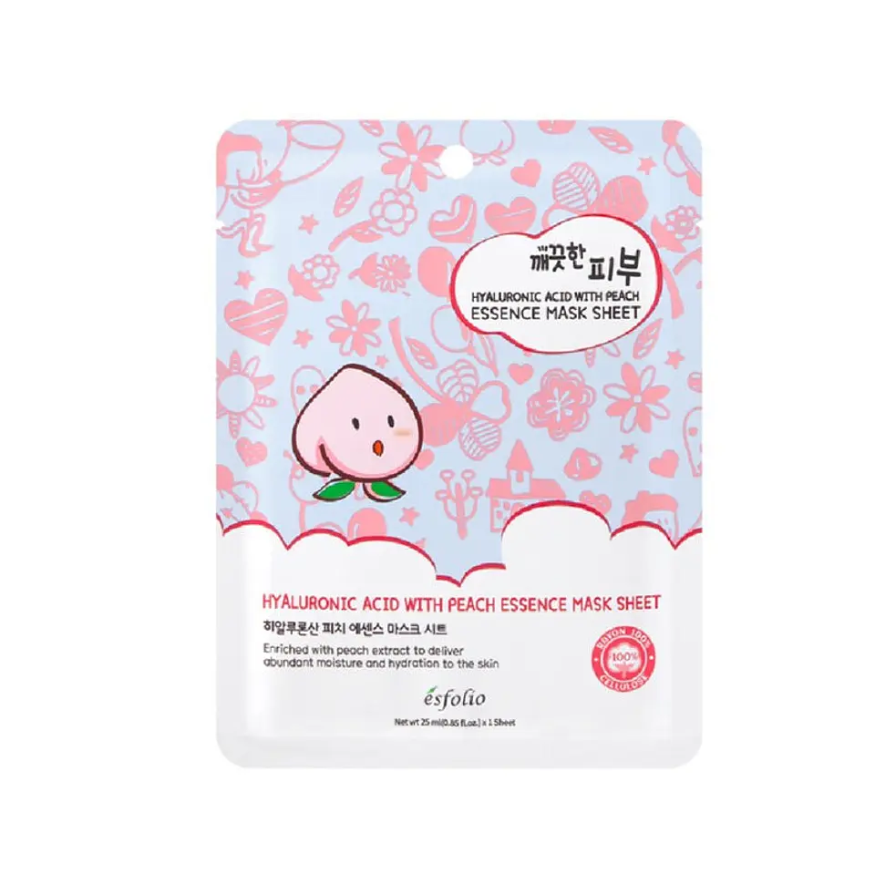 Esfolio Pure Skin Hyaluronic Acid & Peach Essence Mask Sheet 1