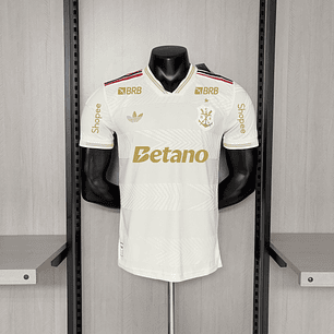 Camisa Flamengo Branca e Dourada – versão jogador - TODOS PATROCINIOS 