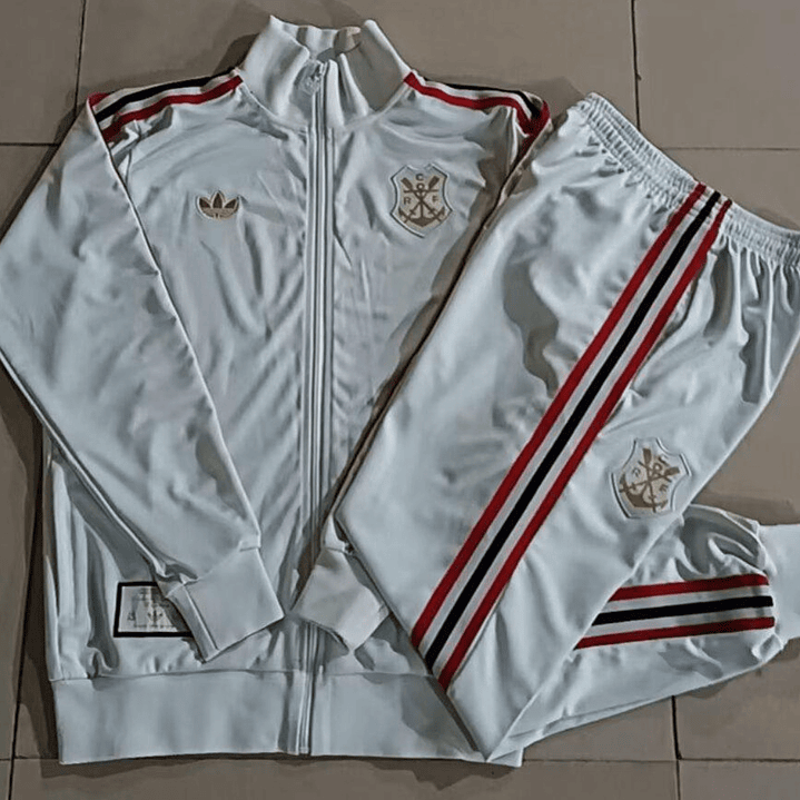 CONJUNTO TREINO ICON FLAMENGO DOURADO BRANCO  2