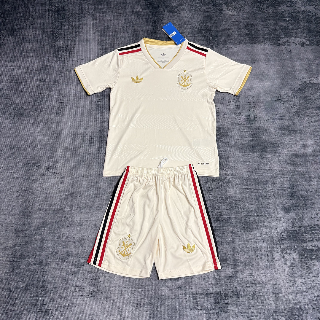 CONJUNTO INFANTIL FLAMENGO 2025 DOURADA branca 1