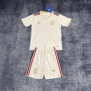 CONJUNTO INFANTIL FLAMENGO 2025 DOURADA branca