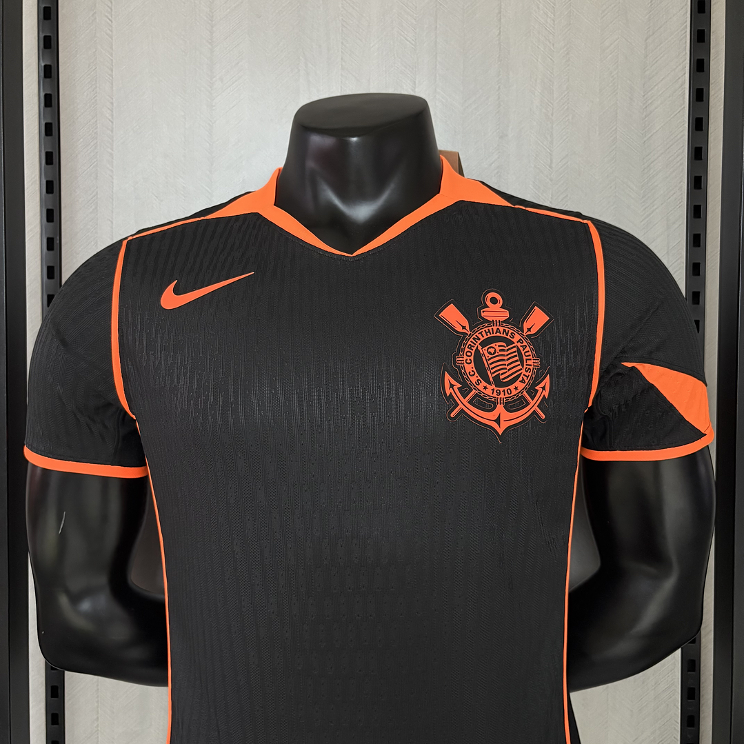 Camisa Corinthians Versão Jogador 25/26. - Preta e Laranja 2