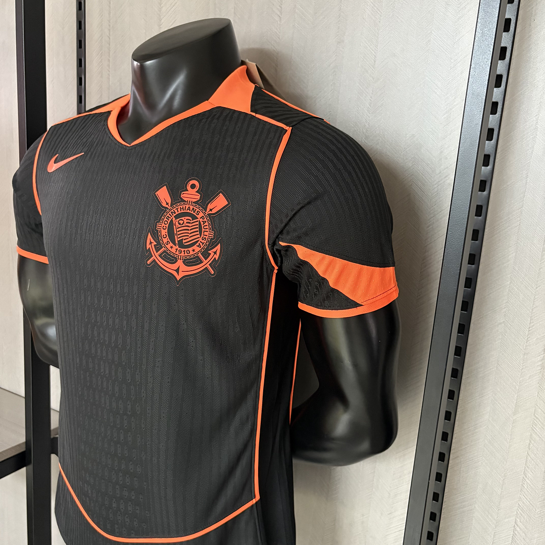Camisa Corinthians Versão Jogador 25/26. - Preta e Laranja 3