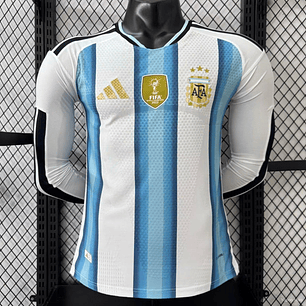 ARGENTINA MANGA LONGA com PATCH - Player Version 2026 Argentina Home Long Sleeve Jersey