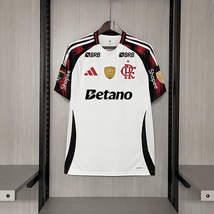 CAMISA FLAMENGO BRANCA 25/26 - FORA -  TORCEDOR - TODOS PATROCINIOS + PATCH